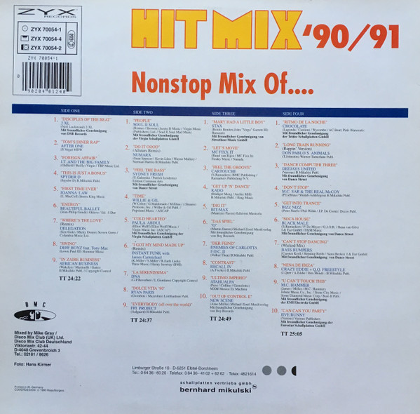 Various - Hit Mix '90/91 - 1990 - Disco, Euro House, House, Pop Rap - ZYX Records - Vinyl 2x LP, Compilation, Mixed
