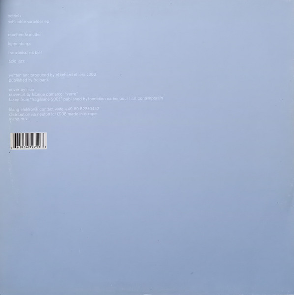 Betrieb - Schlechte Vorbilder, Electronic, Dub, Glitch, House, Minimal, Minimal Techno, 2002 - Klang Elektronik, Germany, Vin