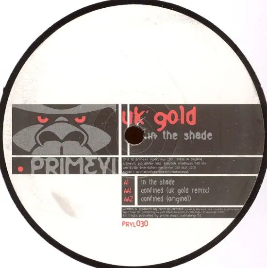 UK Gold - In The Shade, Electronic, House, Techno, Tribal, 2001 - Primevil, UK, Vinyl 1x 12", 33 ⅓ RPM, 45 RPM, Limited Editi