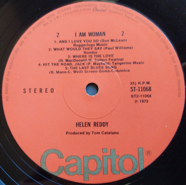 Helen Reddy - I Am Woman, Funk / Soul, Jazz, Pop, 1972 - Capitol Records, Australia, Vinyl 1x LP, Album