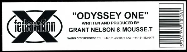 Federation X - Odyssey One, Electronic, Garage House, House, 1996 - Swing City Records, UK, Vinyl 1x 12", 33 ⅓ RPM