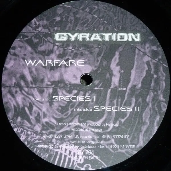 Warfare - Species I / Species II, Electronic, Drum n Bass, 1997 - Gyration, Germany, Vinyl 1x 12", 33 ⅓ RPM