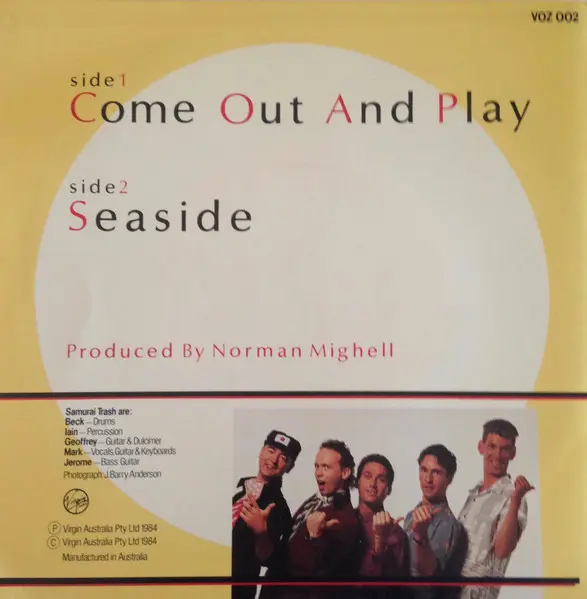 Samurai Trash - Come Out And Play, Rock, Garage Rock, 1984 - Virgin, Australia, Vinyl 1x 7", Single
