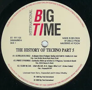 Various - The History Of Techno Part 5, Electronic, House, Trance, 1999 - Big Time International, Belgium, Vinyl 2x LP, Compi