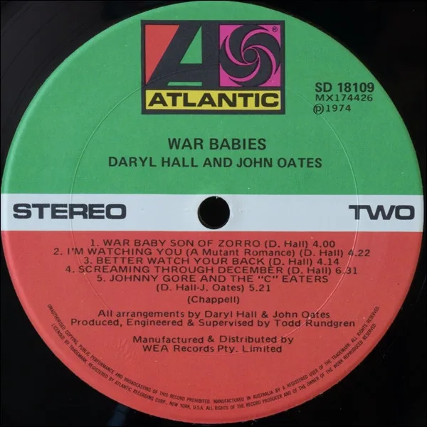 Album cover for War Babies by Daryl Hall & John Oates