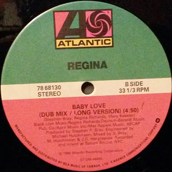 Regina (2) - Baby Love, Electronic, Pop, Synth-pop, 1986 - Atlantic, Canada, Vinyl 1x 12", 33 ⅓ RPM