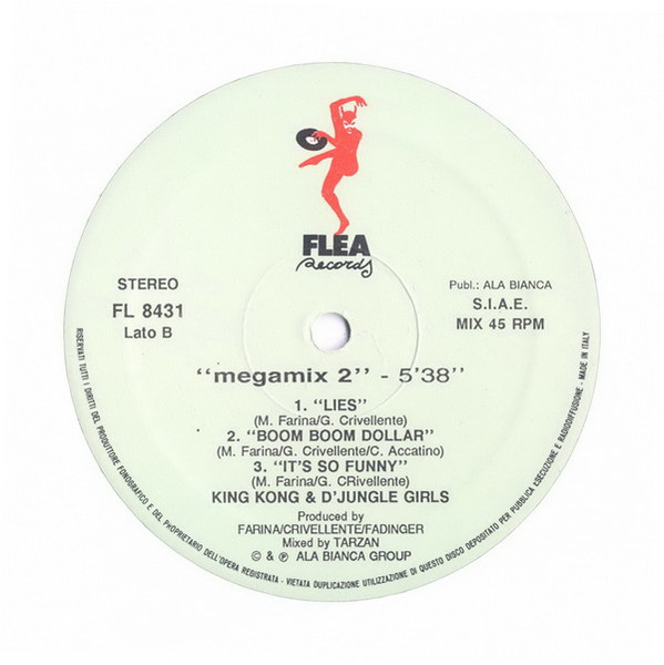 King Kong & D'Jungle Girls - Megamix, Electronic, Italo-Disco, 1989 - Flea Records, Italy, Vinyl 1x 12", 45 RPM, Mixed