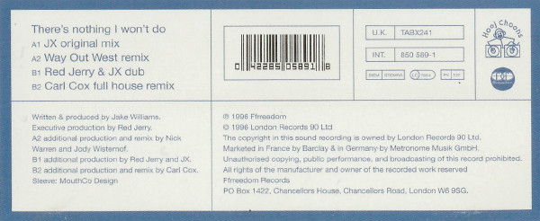 JX - There's Nothing I Won't Do, Electronic, House, Progressive House, Progressive Trance, 1996 - Ffrreedom, Hooj Choons, UK,