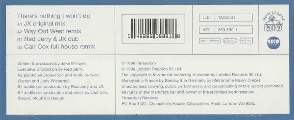 JX - There's Nothing I Won't Do, Electronic, House, Progressive House, Progressive Trance, 1996 - Ffrreedom, Hooj Choons, UK,