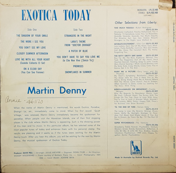 Album cover for Exotica Today by Martin Denny