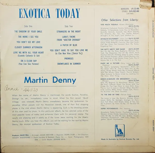 Album cover for Exotica Today by Martin Denny