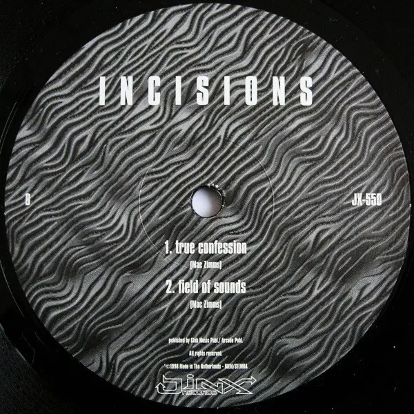 Incisions - Amorak, Electronic, Techno, Trance, 1998 - Jinx Records, Netherlands, Vinyl 1x 12"