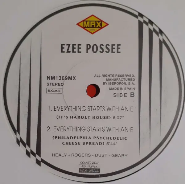 E-Zee Possee - Everything Starts With An E, Electronic, Acid House, Breaks, House, 1996 - Max Music, Spain, Vinyl 1x 12", 45 