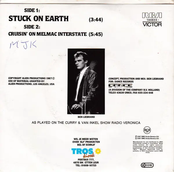 ALF (2) - Stuck On Earth, Electronic, Pop, Europop, 1988 - RCA Victor, Australia, Vinyl 1x 7", 45 RPM, Single