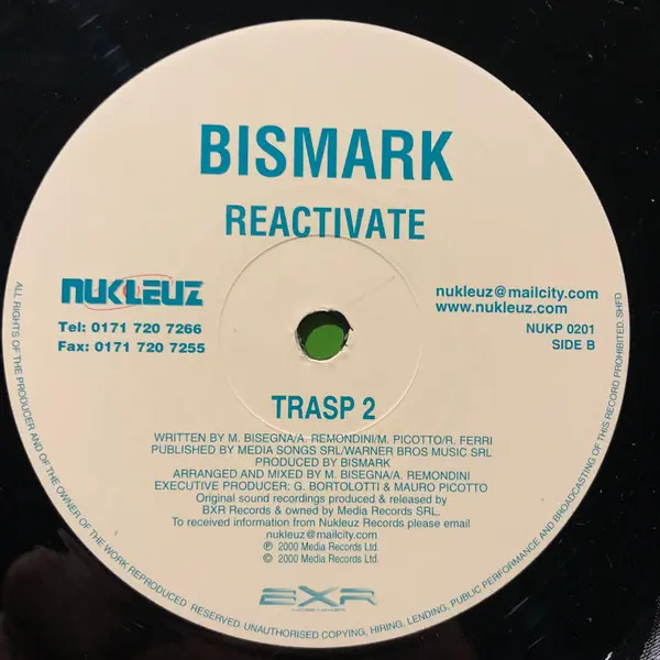 Bismark - Reactivate, Electronic, Techno, Trance, 2000 - Nukleuz, UK, Vinyl 1x 12", 45 RPM