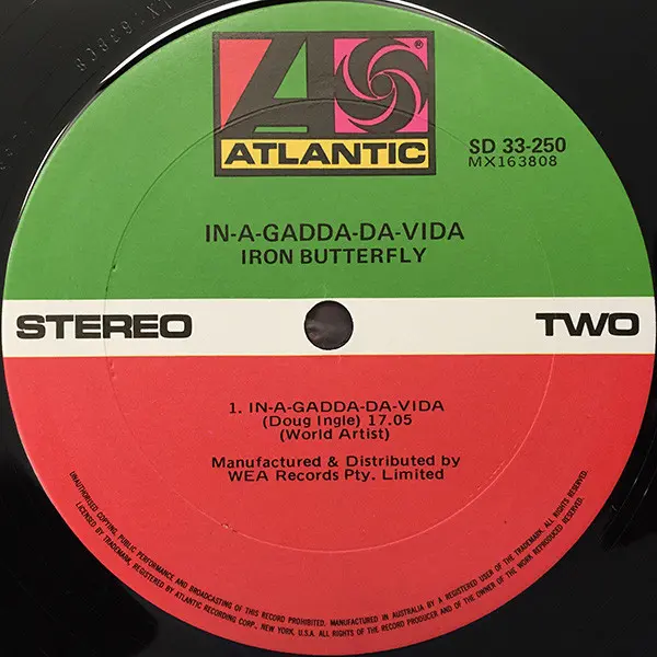 Iron Butterfly - In-A-Gadda-Da-Vida, Rock, Psychedelic Rock, Atlantic, Australia, Vinyl 1x LP, Album, Reissue