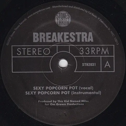 Breakestra - Sexy Popcorn Pot, Funk / Soul, Funk, Soul, 2001 - Stones Throw Records, US, Vinyl 1x 12", Single, 33 ⅓ RPM