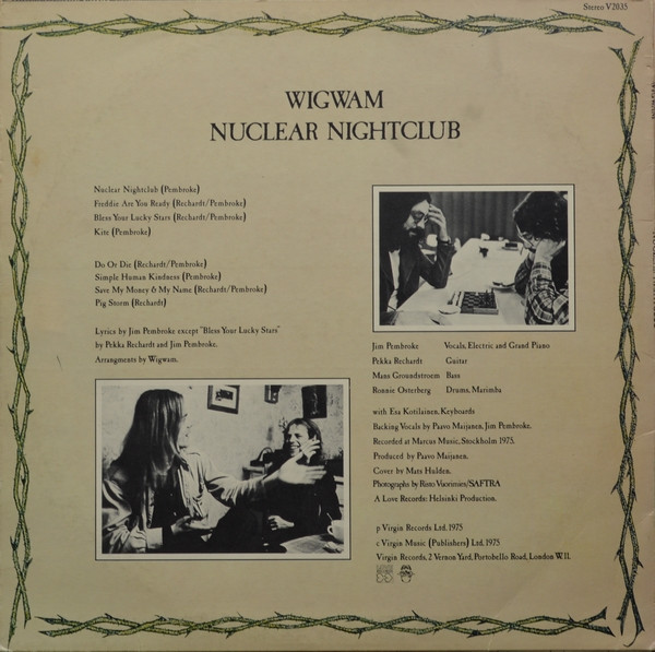 Wigwam (3) - Nuclear Nightclub, Rock, Prog Rock, 1975 - Virgin, UK, Vinyl 1x LP, Album, Stereo