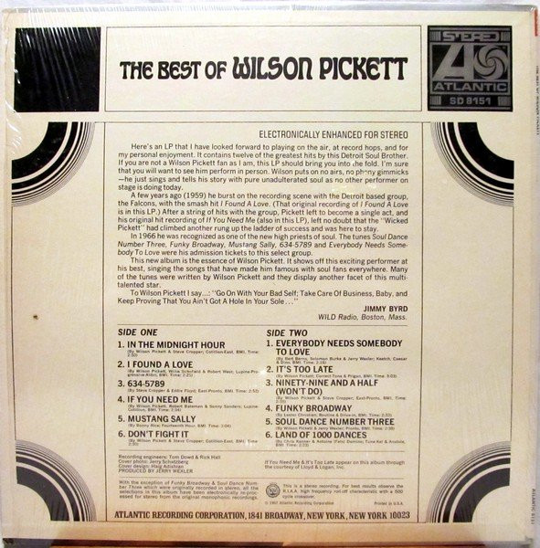 Wilson Pickett - The Best Of Wilson Pickett, Funk / Soul, Soul, 1967 - Atlantic, US, Vinyl 1x LP, Compilation CT