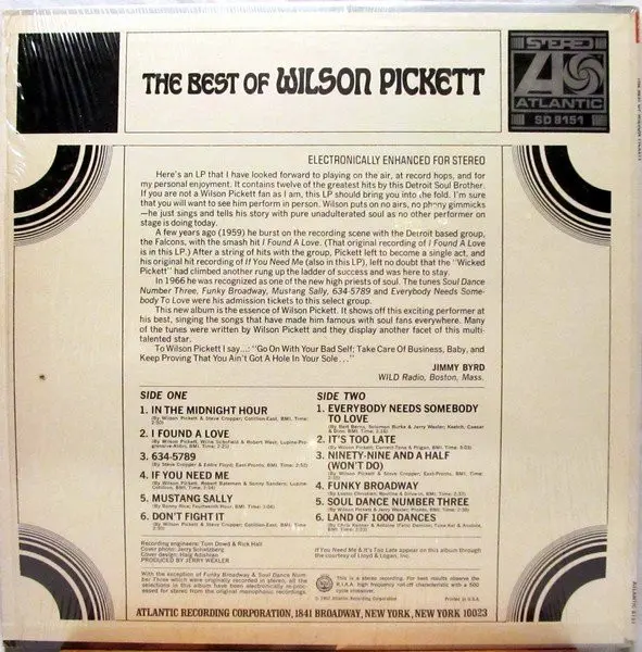 Wilson Pickett - The Best Of Wilson Pickett, Funk / Soul, Soul, 1967 - Atlantic, US, Vinyl 1x LP, Compilation CT