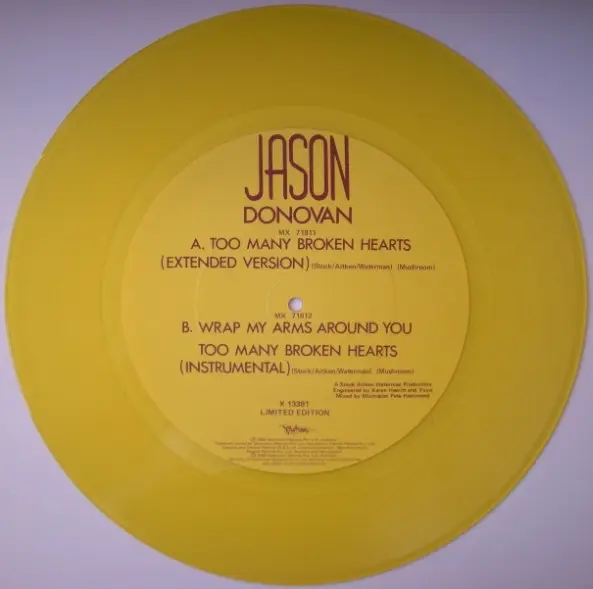 Jason Donovan - Too Many Broken Hearts, Electronic, Pop, Europop, Synth-pop, 1989 - Mushroom, Australia & New Zealand, Vinyl 