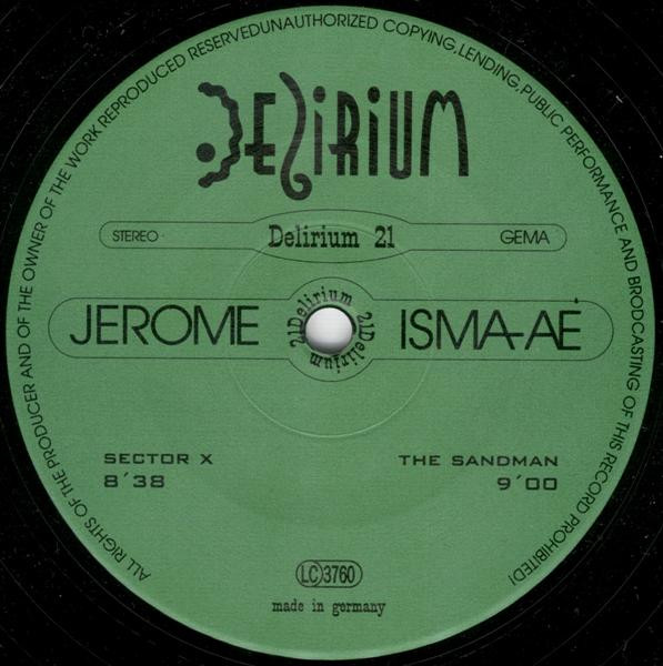 Jerome Isma-Ae - Sector X / The Sandman, Electronic, Techno, 1994 - Delirium, Germany, Vinyl 1x 12", 45 RPM