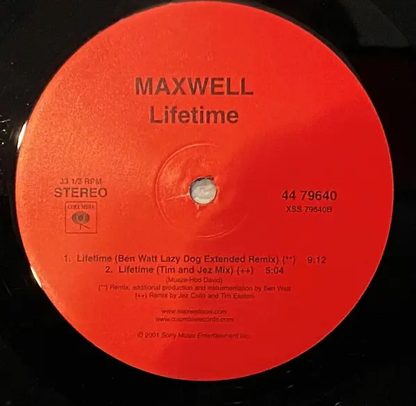 Maxwell - Lifetime, Electronic, Funk / Soul, Contemporary R&B, House, Neo Soul, 2001 - Columbia, US, Vinyl 1x 12", 33 ⅓ RPM