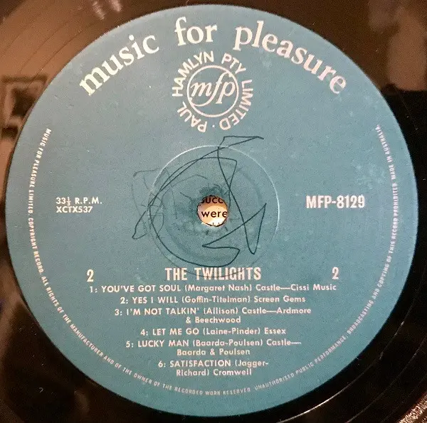 Twilights (3), The - The Twilights, Rock, Pop Rock, Psychedelic Rock, 1969 - Music For Pleasure, Australia, Vinyl 1x LP, Reis