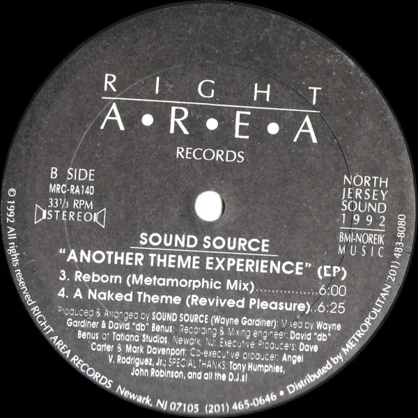 Sound Source - Another Theme Experience (EP) - 1992 - Deep House, House - Right Area Records - Vinyl 1x 12", 33 ⅓ RPM, EP