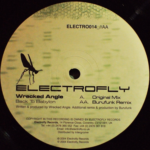 Wrecked Angle - Back To Babylon, Electronic, Progressive Breaks, 2004 - Electrofly, UK, Vinyl 1x 12", 33 ⅓ RPM, 45 RPM