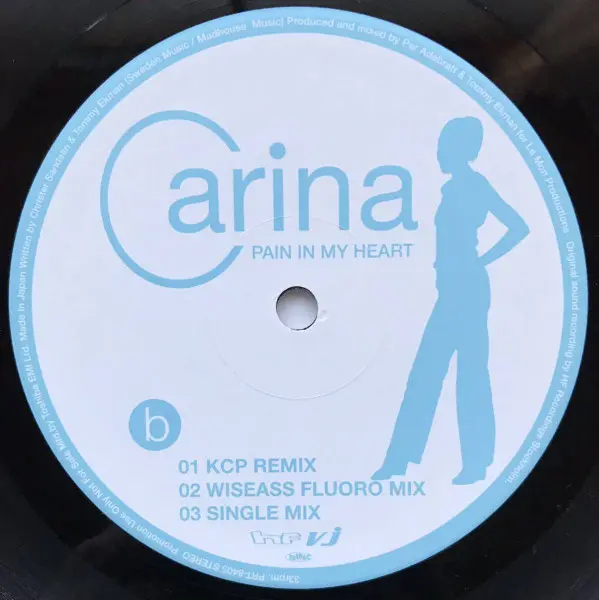 Carina (4) - Pain In My Heart, Electronic, Euro House, 1999 - HF Recordings Stockholm, VJ, Japan, Vinyl 1x 12", 33 ⅓ RPM, Pro