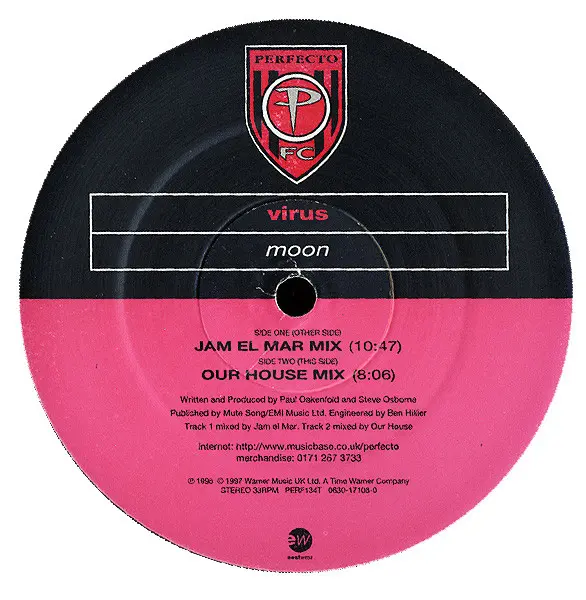 Virus - Moon, Electronic, Goa Trance, Trance, 1997 - EastWest, Perfecto Fc, Perfecto Fluoro, UK, Vinyl 1x 12", 33 ⅓ RPM, Ster