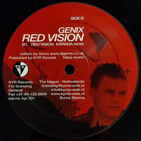 Genix - Red Vision, Electronic, Progressive Trance, Trance, 2005 - KYR Records, Netherlands, Vinyl 1x 12", 45 RPM