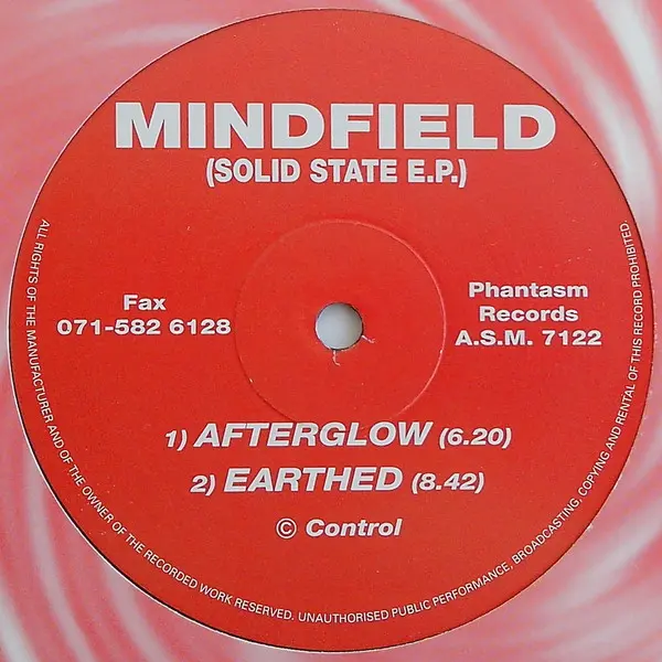Mindfield - Solid State E.P., Electronic, Acid, Goa Trance, Trance, 1993 - Phantasm Records, UK, Vinyl 1x 12", 33 ⅓ RPM, EP