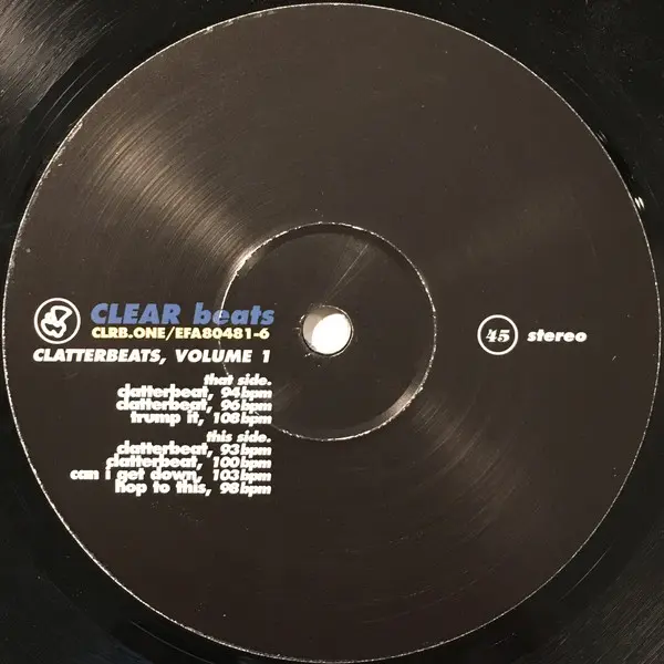 Clatterbox - Clatterbeats, Volume 1, Electronic, Breakbeat, Breaks, Electro, 1996 - Clear, UK, Vinyl 1x 12", 45 RPM, Limited 