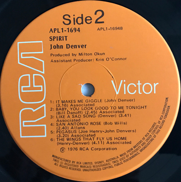 John Denver - Spirit, Rock, Country Rock, 1976 - RCA Victor, Australia, Vinyl 1x LP, Album