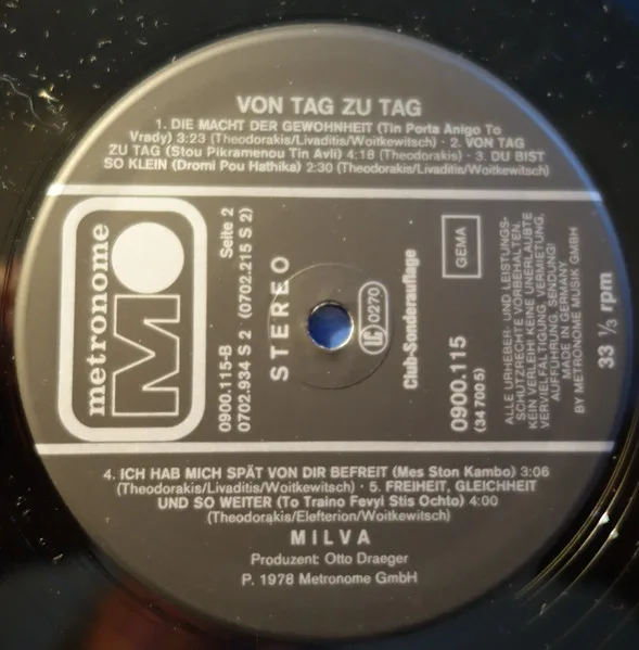 Album cover for Von Tag Zu Tag by Milva