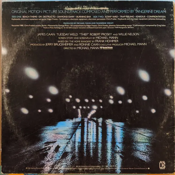 Tangerine Dream - Thief (Original Motion Picture Soundtrack), Electronic, Stage & Screen, Ambient, Experimental, Soundtrack, 