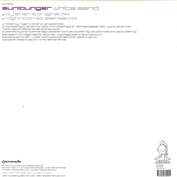 Sunlounger - White Sand, Electronic, Progressive Trance, Trance, 2006 - Armind, Netherlands, Vinyl 1x 12", 45 RPM Picture Sle