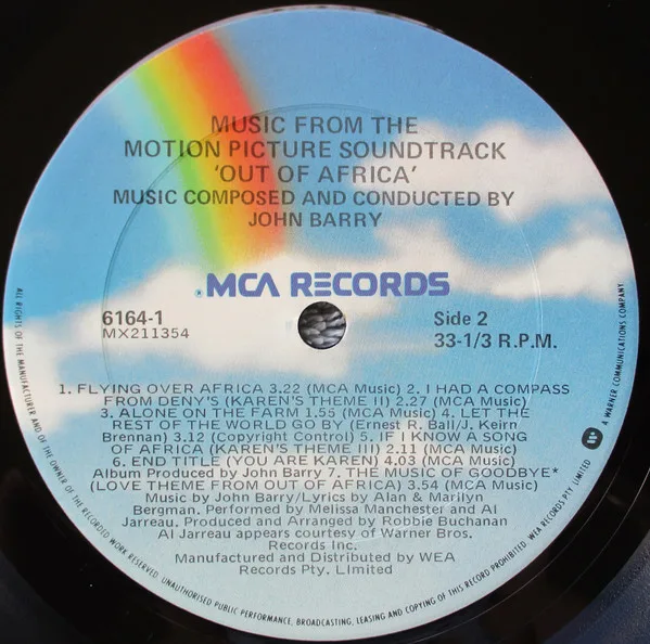 Album cover for Out Of Africa (Music From The Motion Picture Soundtrack) by John Barry