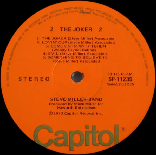 Steve Miller Band - The Joker, Rock, Pop Rock, Capitol Records, Australia, Vinyl 1x LP, Album Gatefold