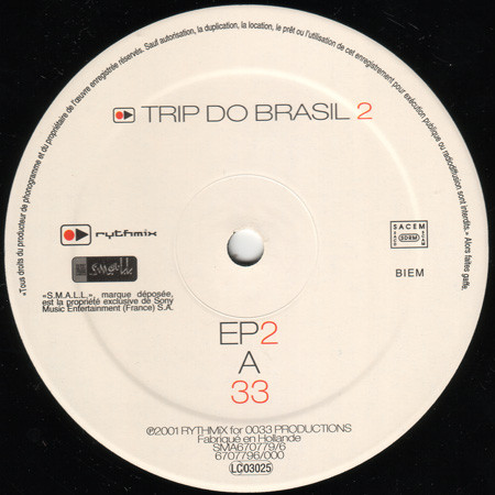 Various - Trip Do Brasil 2 - EP2, Electronic, House, Latin, 2001 - Rythmix, Small, France, Vinyl 1x 12", 33 ⅓ RPM, 45 RPM, EP