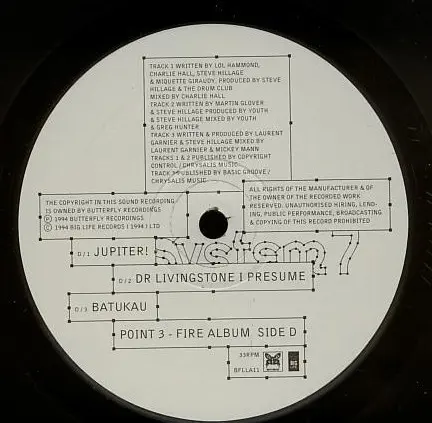 System 7 - Point 3 - Fire Album, Electronic, Ambient, Techno, Trance, 1994 - Butterfly Records, UK, Vinyl 2x LP, Album
