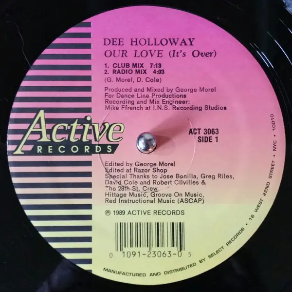 Dee Holloway - Our Love (It's Over), Electronic, House, 1989 - Active Records, US, Vinyl 1x 12", 33 ⅓ RPM