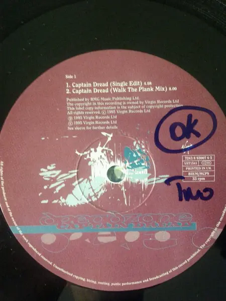 Dreadzone - Captain Dread, Electronic, Dub, House, 1995 - Virgin, UK, Vinyl 1x 12", 33 ⅓ RPM